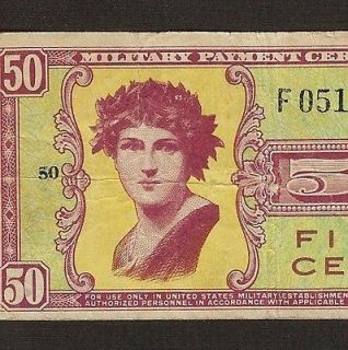 SERIES 541 50 Cent MILITARY PAYMENT CERTIFICATE, Old Paper Money VF+