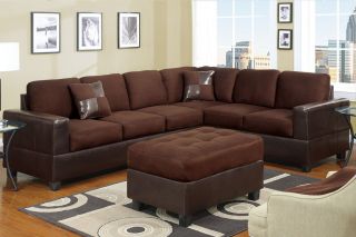 Sectional Sofa Couch Sectionals Sofas 2 Pc in Chocolate W Free Pillows