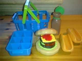 Fisher Price Cash Register Milk jug Basket Ice Tray Buns Hamburger