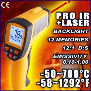 10~0.99 EM Infrared Thermometer 121 Pyrometer  58 ~ 1292°F °C