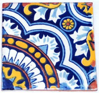 90 Mexican TALAVERA 4x4 Handmade CERAMIC Tiles C117
