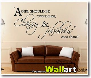 COCO CHANEL WALL QUOTE  STICKERS  WALL ART  DECALS  FREE UK