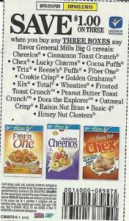 20 Coupons $1/3 General Mills Cereals SEE LIST Lucky Charms, Trix + 2