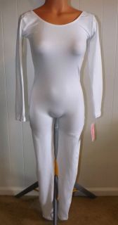 Natalie Dancewear Adult Long Sleeved White Unitard
