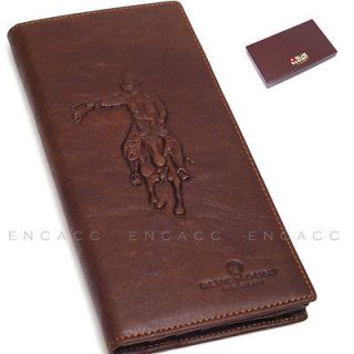 Vintage Cowhide Leather Checkbook Long Wallet/COWBOY/ Billfold Purse