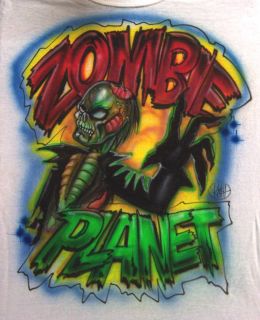 New ZOMBIE PLANET Zombies Airbrush Adult L T Shirt w/ Figures