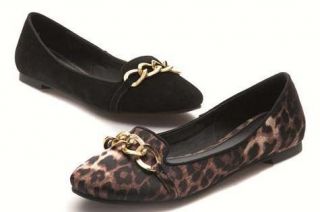 WOMENS LEOPARD ANIMAL PRINT BLACK LOAFERS FLAT SLIPPER SHOES SIZE 3