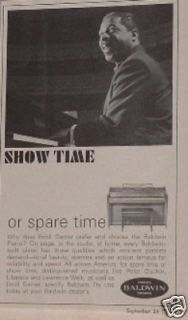 1964 Erroll Garner for Baldwin Piano Show Time Print Ad