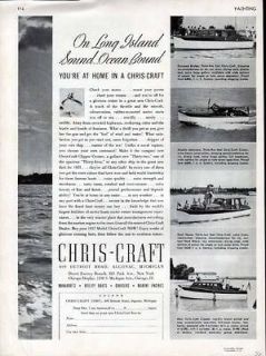 1936 CHRIS CRAFT WOOD BOAT RUMFORD CLIPPER CRUISER AD