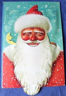 Vintage pop up Christmas scene with Santa,tree,sle dge, presents, V