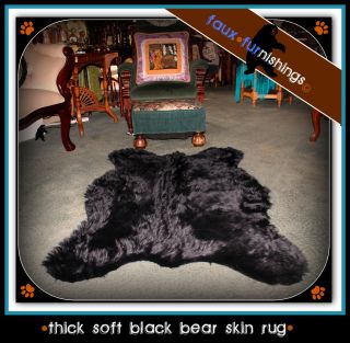 BLACK BEAR SKIN RUG 5X7 FAUX FUR SHEEP SKIN LOG CABIN ACCENT RUGS #32