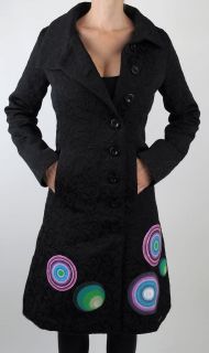 DESIGUAL New BLACK Painted Circle ABRIG ABRIL Dress COAT Jacket, L