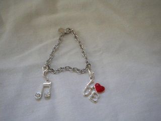 Precious Silver Costume Charm Bracelet (LOVE and Music Note, chord