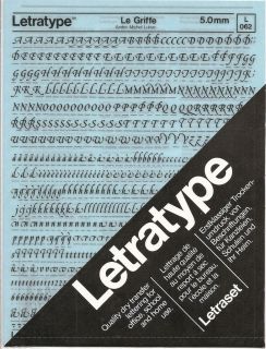 Letraset Dry Transfer Lettering Le Griffe 5.0 mm L062
