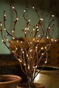 stem of twig lights w/ MIXED BERRIES /TIN STARS /battery operated