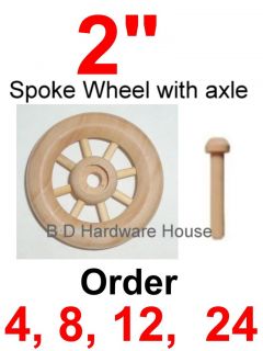Wood Spoke Wheels with Axle  Toy Parts Wooden Wheel   Order 4