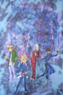Yu Gi Oh! King of Games Logo T Shirt S Blue Tie Dye Cartoon Anime Card