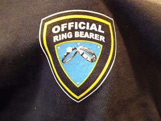 Black Official Ring Bearer T Shirt with Ring Security printed on the