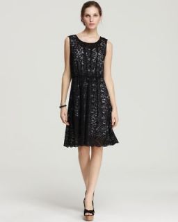 DKNY NEW Black Lace Lined Belted Sleeveless Semi Formal Dress L BHFO
