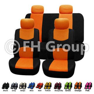 FH FB050114 Full Set Cloth Seat Covers W. 4 Headrests and Solid Bench