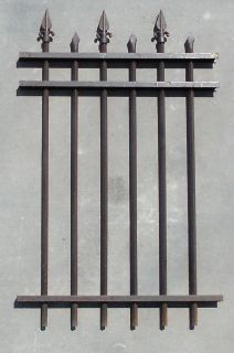 IRON GATE FENCE PANEL PIECE 3 SPEAR LIKE FINIALS, 6 POST, 54 H X 33 5