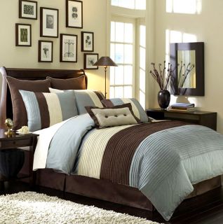Piece Full Size NEW Bedding BLUE/BEIGE/BRO WN VENETO Comforter Set
