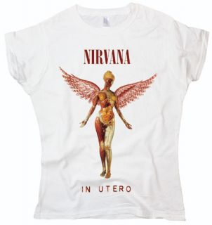 Nirvana in utero rock band grunge 90s white t shirt