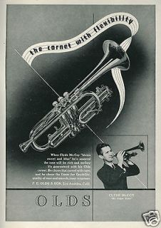 1947 OLDS Cornet Clyde McCoy Blows Sweet & Blue Original Ad