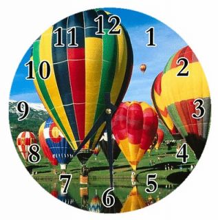 Personalized Clock Any Name HOT AIR BALLOON Race Colourful Great Room