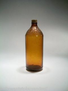 Vintage Amber Clorox Bottle 32 Ounce Size Has Screw on Lid 9 1/2 tall