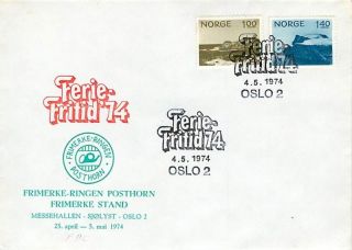 NORWAY   1974 Cover   Ferie Fritid Pmk   Scott #631 632