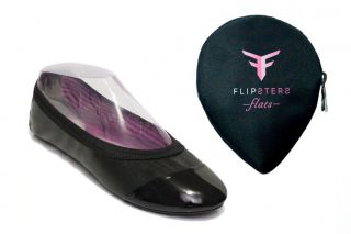 FLIPSTERS Ballet Flats Women Size S,M,L foldable flats Black & Silver
