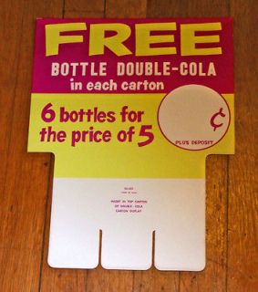 Circa 1960 Double Cola Carton Insert Cardboard Sign~mint/unus ed