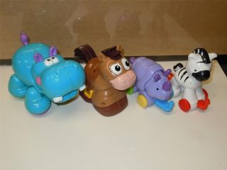 Fisher Price Little People Plastic Toy Animal Lot Hippo, Zebra, Horse