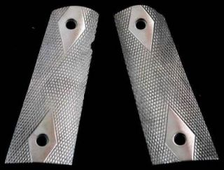 COLT 1911 CUSTOM GRIPS   SOLID PEWTER DIAMOND CHECKERED RECOIL REDUCIN