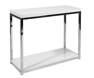Wall Street Avenue Six White Top & Chrome Legs FOYER Table w/Shelf