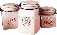 Coca Cola Coke Cafe Large 3 pc Canister Set Sale 72 hours