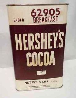 Large Vintage 5 POUND HERSHEY Chocolate COCOA ADVERTISING TIN