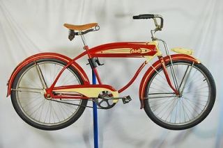 Vintage 1951 Columbia 3 star balloon tire bicycle bike red excellent