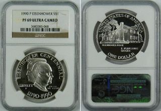 Newly listed 1990 P NGC PF69 EISENHOWER PROOF SILVER DOLLAR COIN