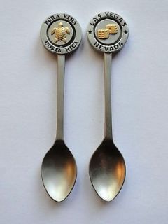 RICA & LAS VEGAS Spin Top Pewter Souvenir Collector Spoons ~ Lot 56