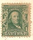 COLLECTIBLE US USED 1 CENT GREEN BEN FRANKLIN STAMP ON POSTCARD, 1909