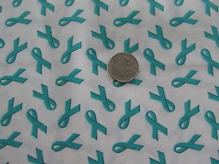 Teal Ribbons   Ovarian Cancer Awareness Fabric