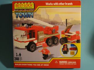 Best Lock Construction Toys 240 Pieces Fire Engine Set New in box