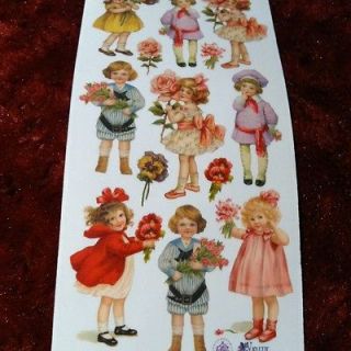 10 sheets stickers children with pansy and roses
