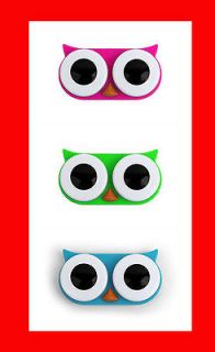 Kikkerland Owl Contact Lens Lenses Kawaii Case Pink Green Blue