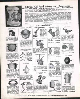1950 Ad Kitchen Aid Food Mixer & Accessories ORIGINAL ADVERTISING