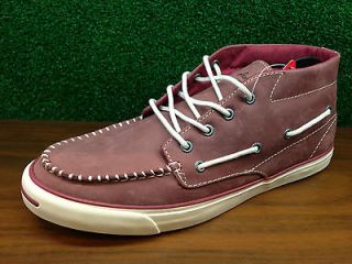 New Converse Jack Purcell Boat Mid Red Brown Leather US 6.5 11 Men
