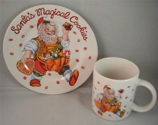 Santas Magical Cookies Plate & Milk Cup Mug Set Christmas Eve Sakura