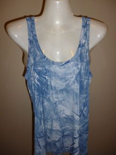 Michael Kors Cloud Blue knit tank top denim tie dye print on fabric
